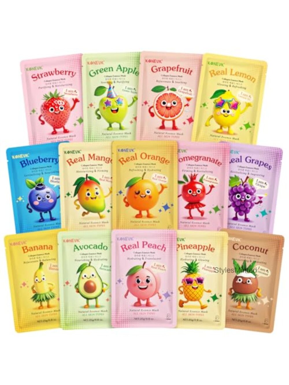 14 Pack Fruit Face Masks Skincare Kids Hydrating Sheet Facial Mask